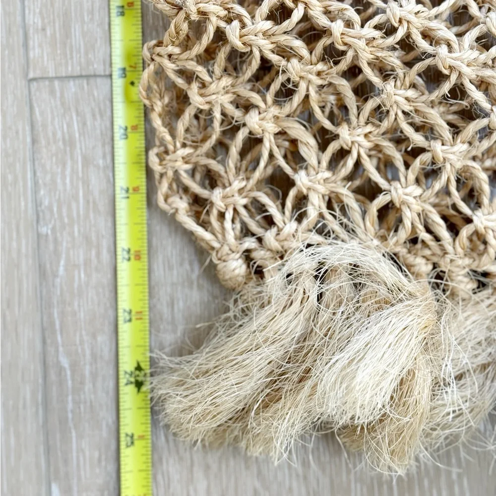 Handmade Hollow Out Macramé Beach Jute Woven Tote Bag Farmers Market Bag